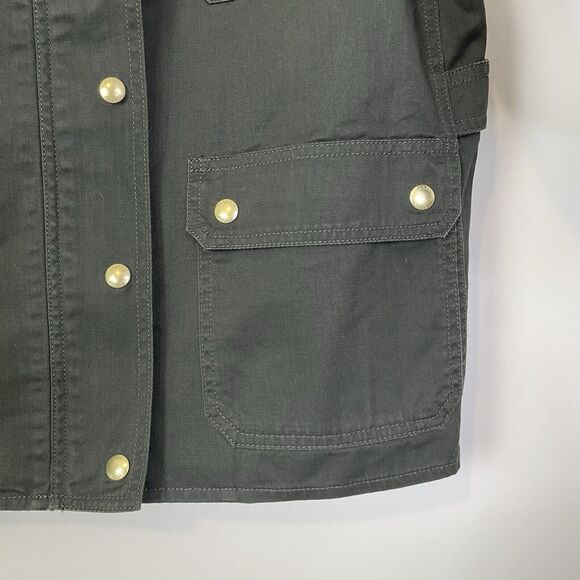 J. Crew Factory Resin Coated Twill Field Jacket Mossy Brown Petite Large‎ AL227 - Picture 6 of 10